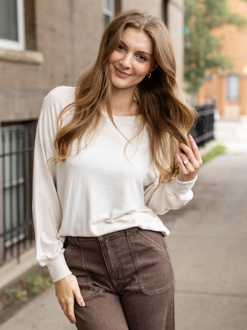 oatmeal brushed baseball tee