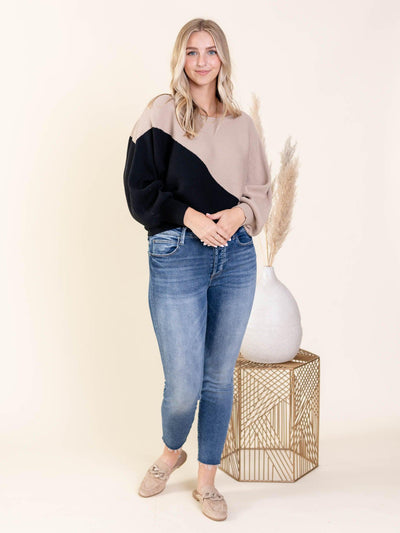 multi colored ribbed dolman