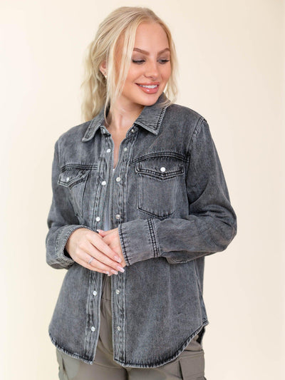 washed denim shirt