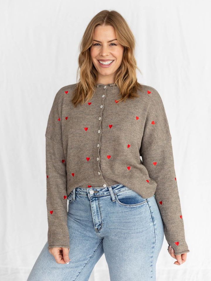 embroidered heart cardigan