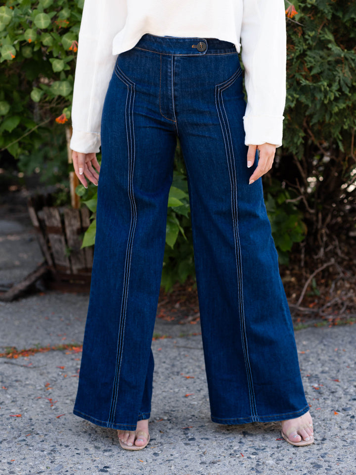Dark Denim High Waisted Wide Leg Jean