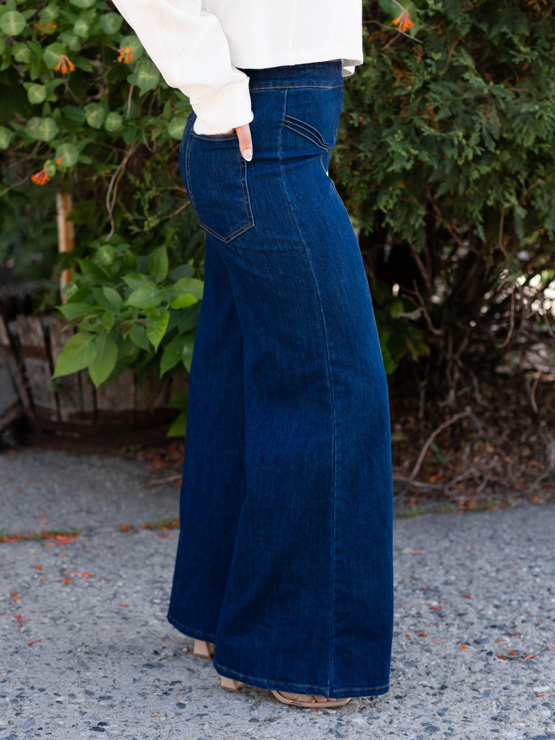 Dark Denim High Waisted Wide Leg Jean