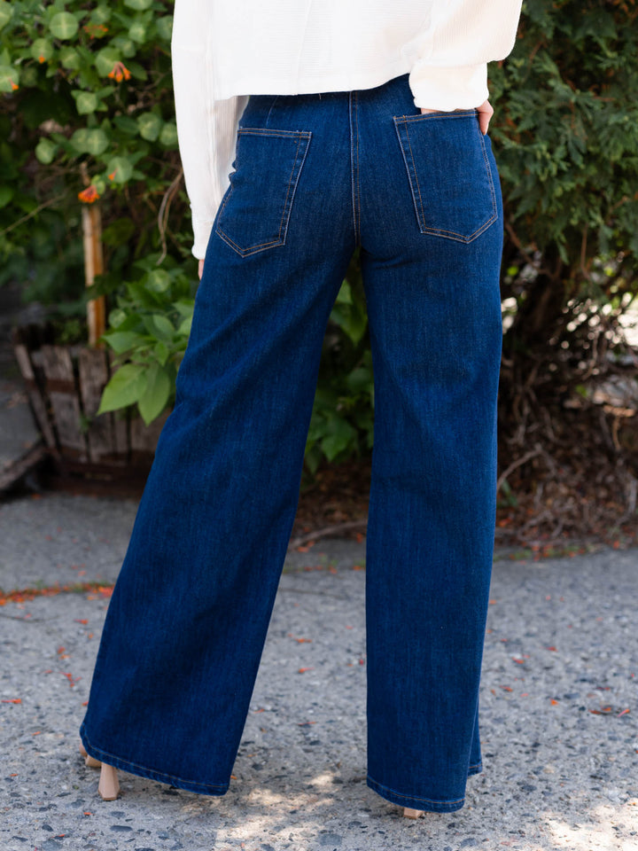 Dark Denim High Waisted Wide Leg Jean