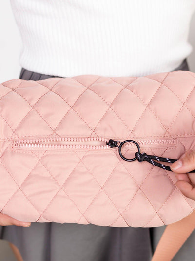 quilted zip detail sling bag