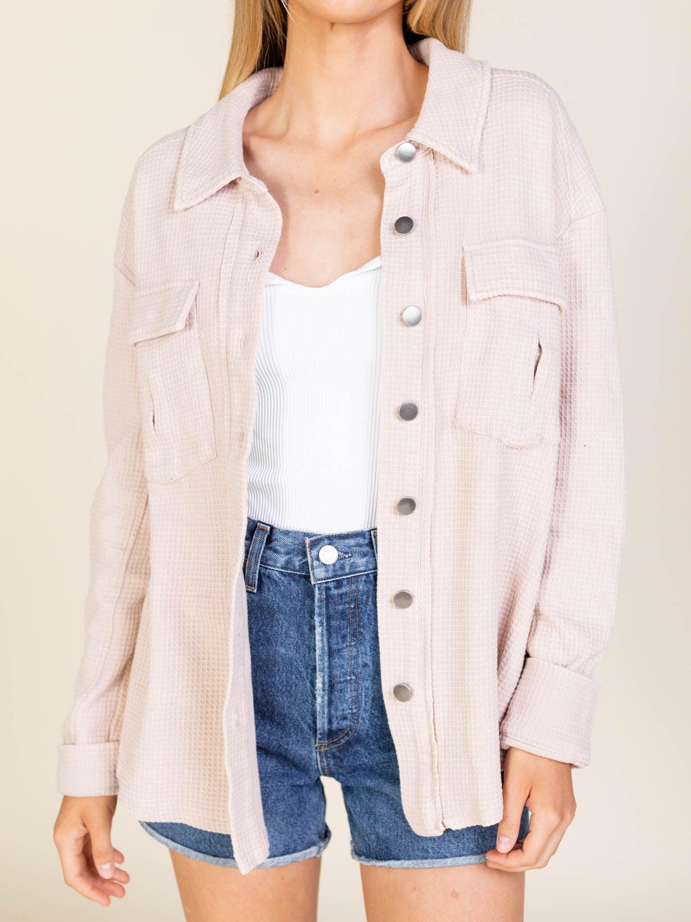 light colored utility shacket