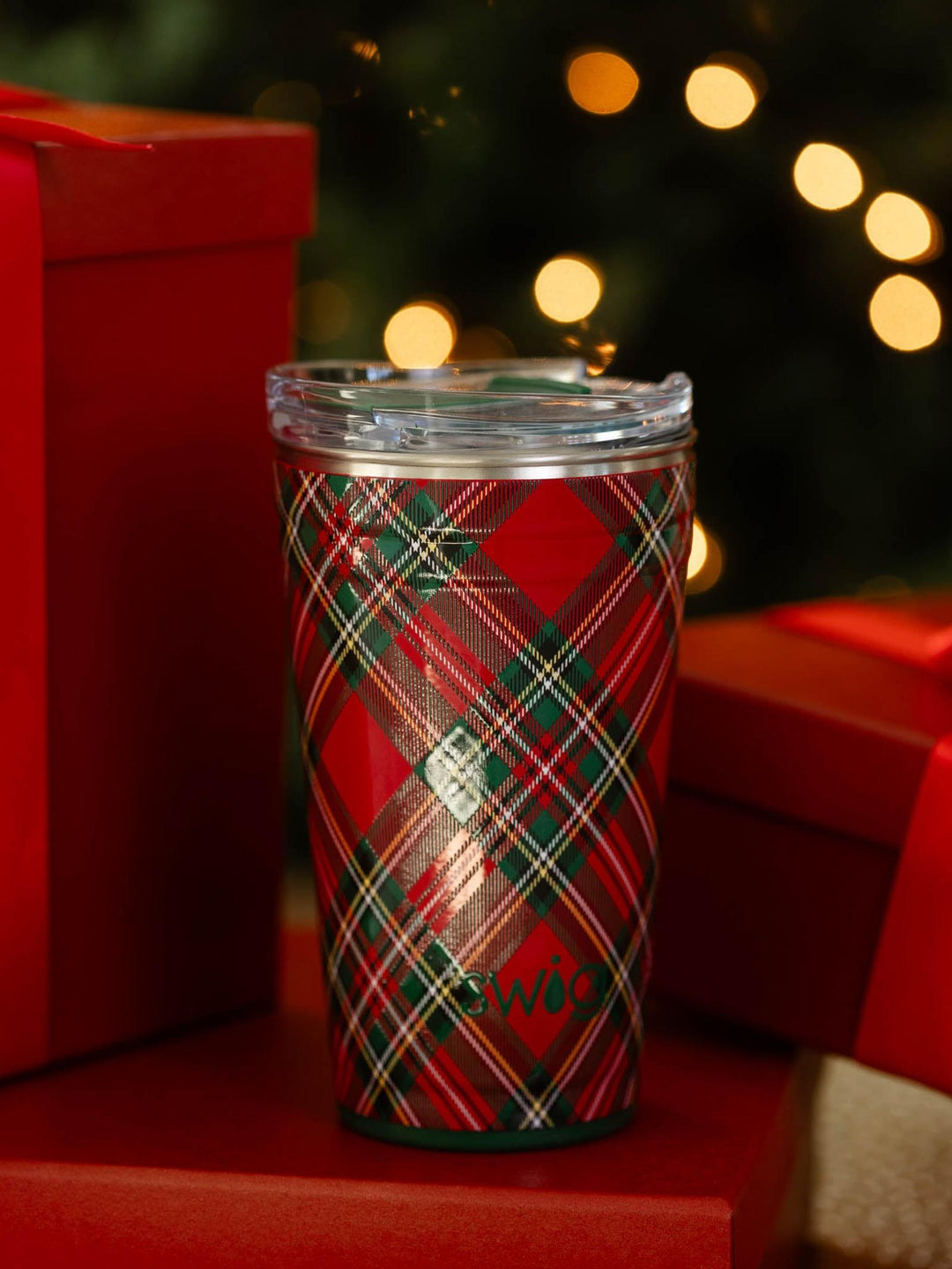 plaid tumbler cup