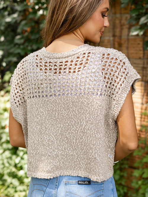 open knit open front cardigan