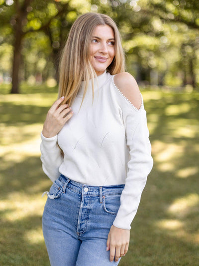 pearl accent sweater
