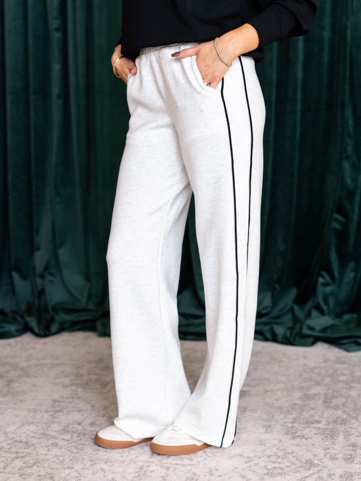 light grey straight leg pants