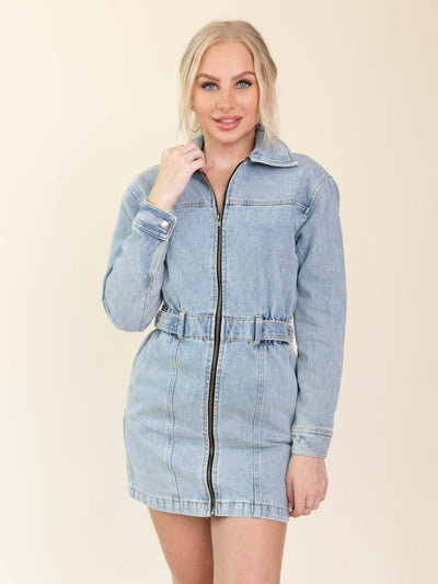 long sleeve denim dress