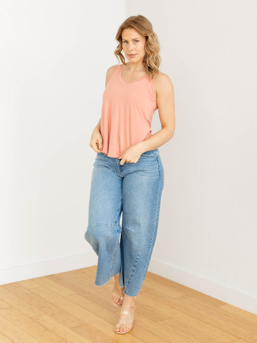 light coral racerback v-neck flowy tank