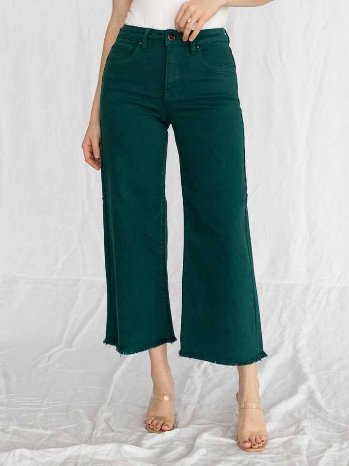 green cropped denim