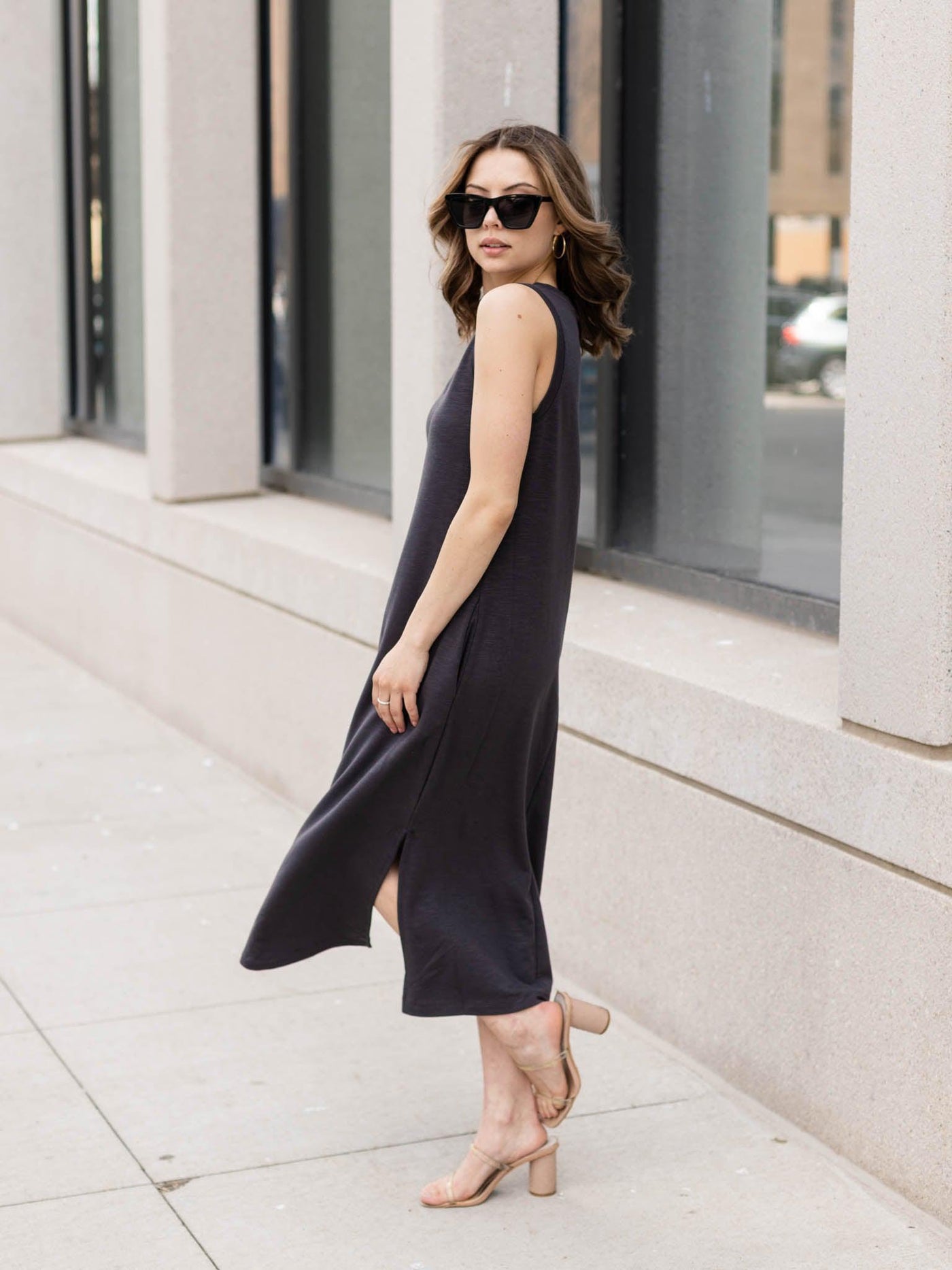 side slit midi dress