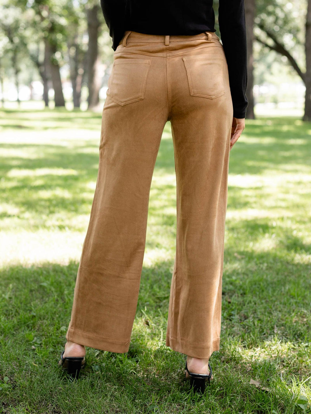 brown faux suede trouser pants