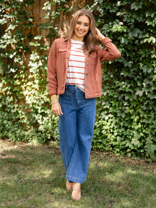 rust brown soft denim jacket