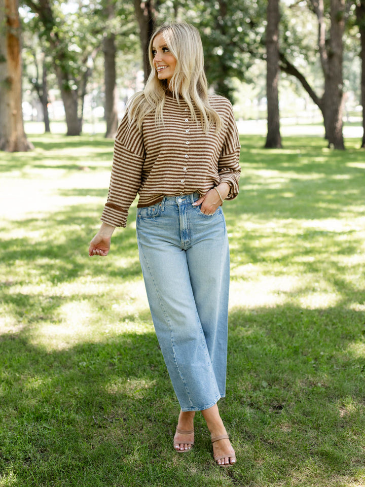 striped super soft boxy cardigan