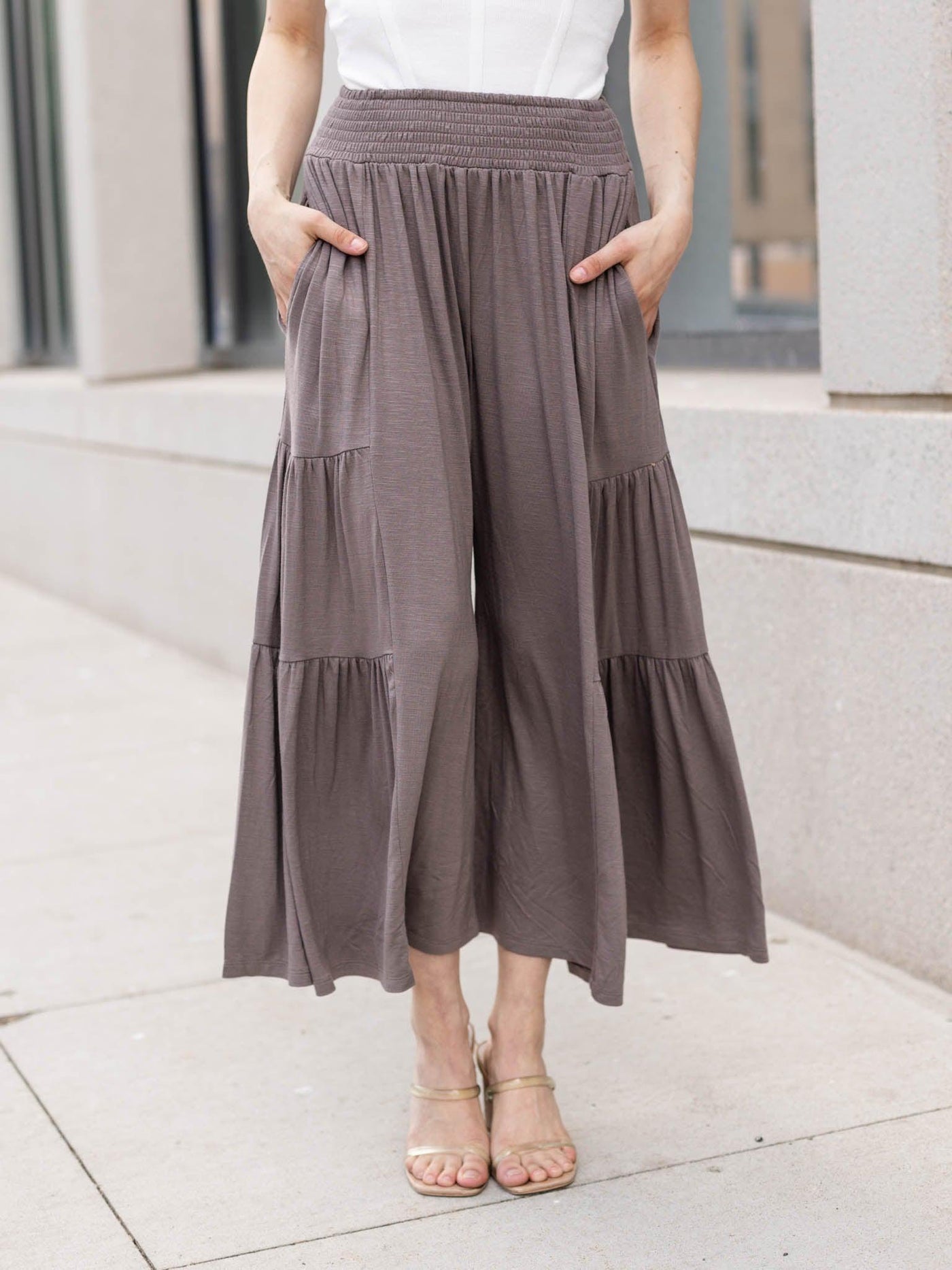 tiered wide leg pant