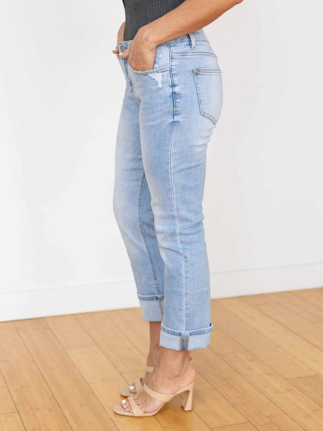 cropped cuffed denim