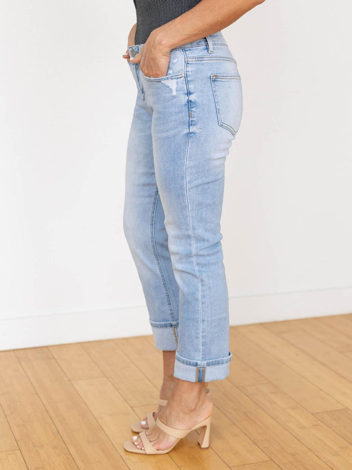 cropped cuffed denim