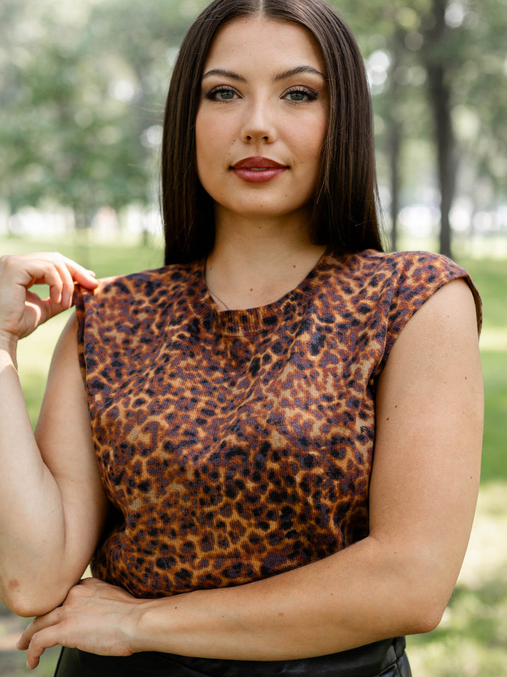leopard print side ruched muscle tank