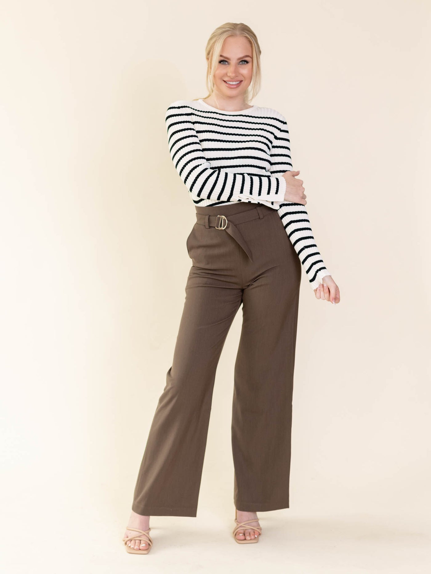stripe side slit sweater