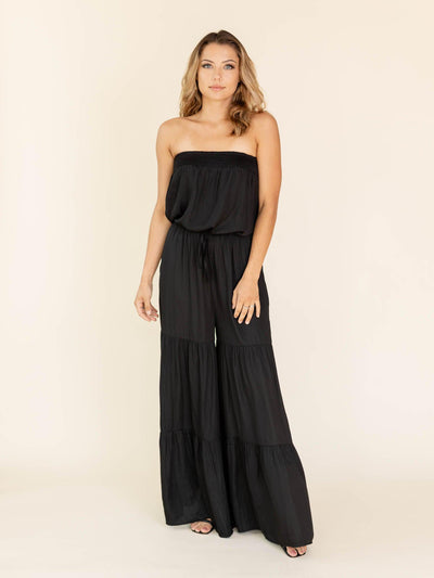 smocked banded black jumpsuit