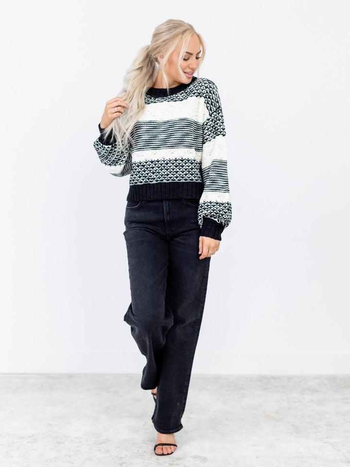 multi textured stripe sweater