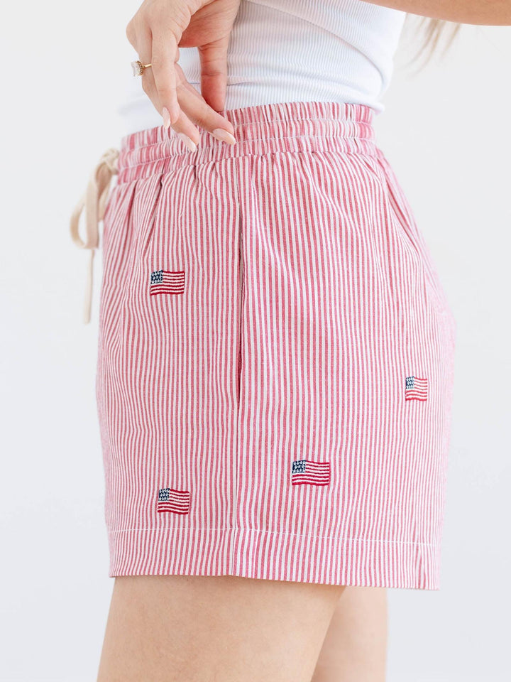 stripe americana shorts