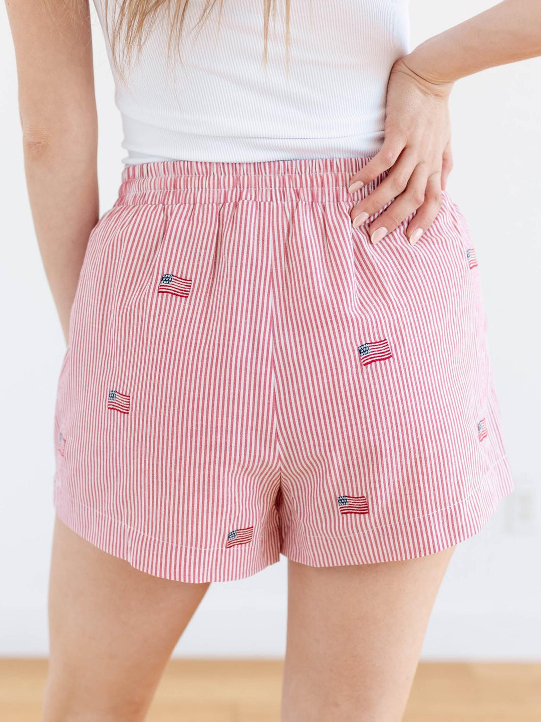 stripe americana shorts