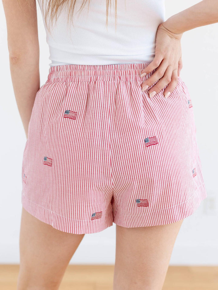 stripe americana shorts