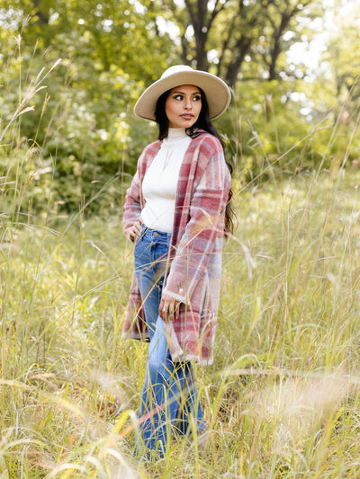 plaid soft cardigan