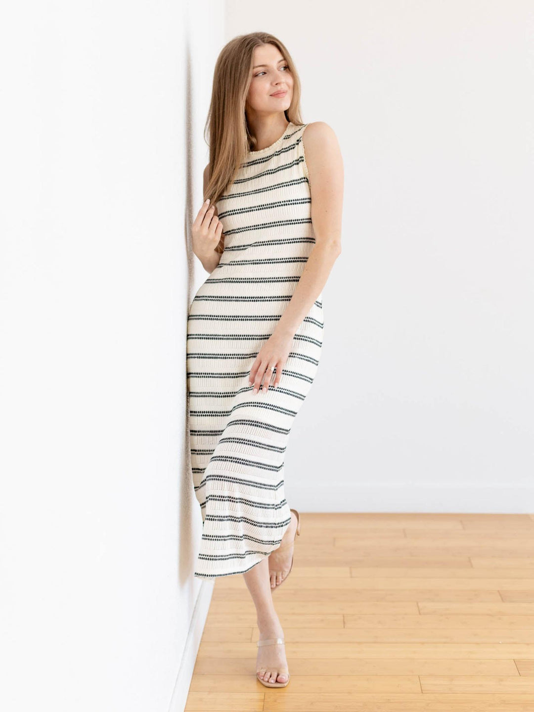striped midi dress