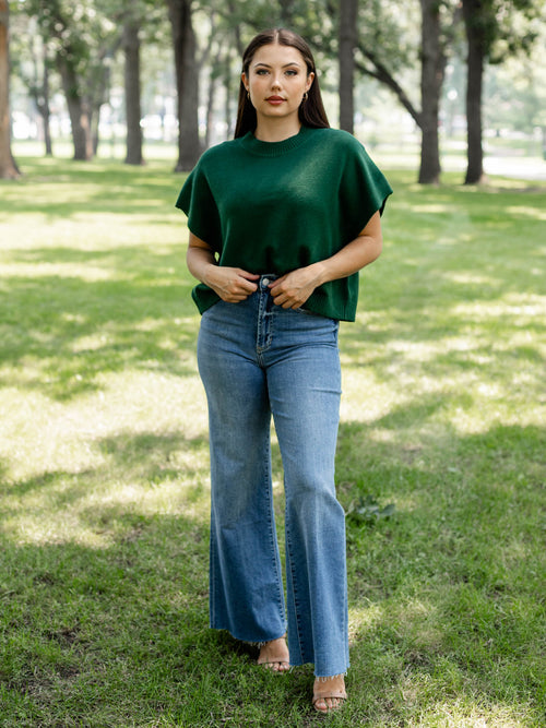 bold green boxy sweater