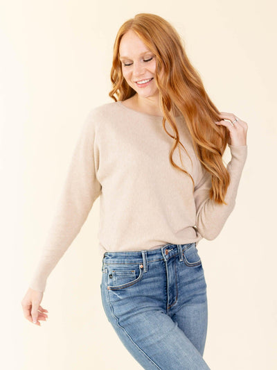 Boat Neck Ribbed Shoulder Banded Sweater