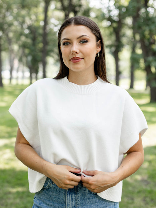 white boxy sweater top