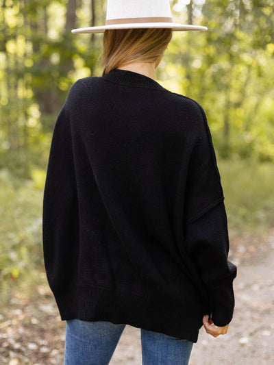 drop shoulder crew neck sweater