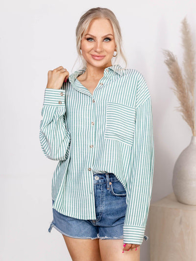 stripe button front shirt
