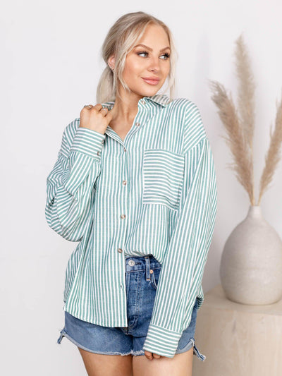 stripe collared shirt