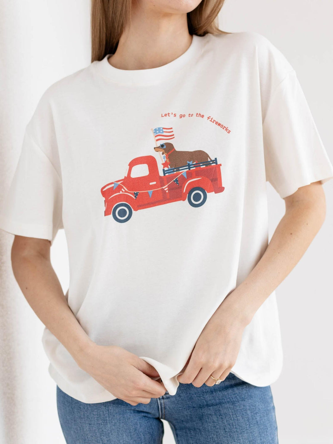 americana puppy truck graphic tee