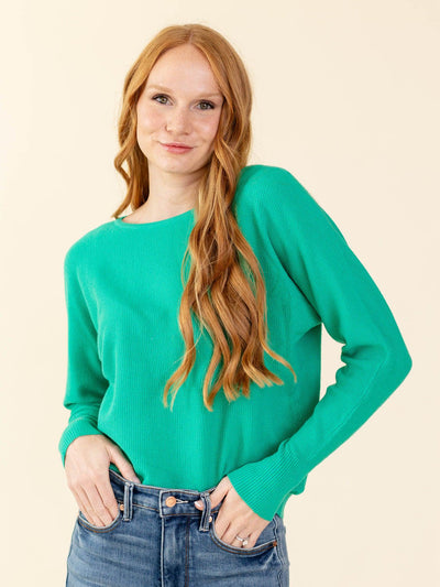 bright green sweater