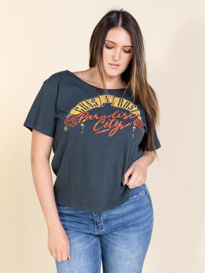 off the shoulder band tee