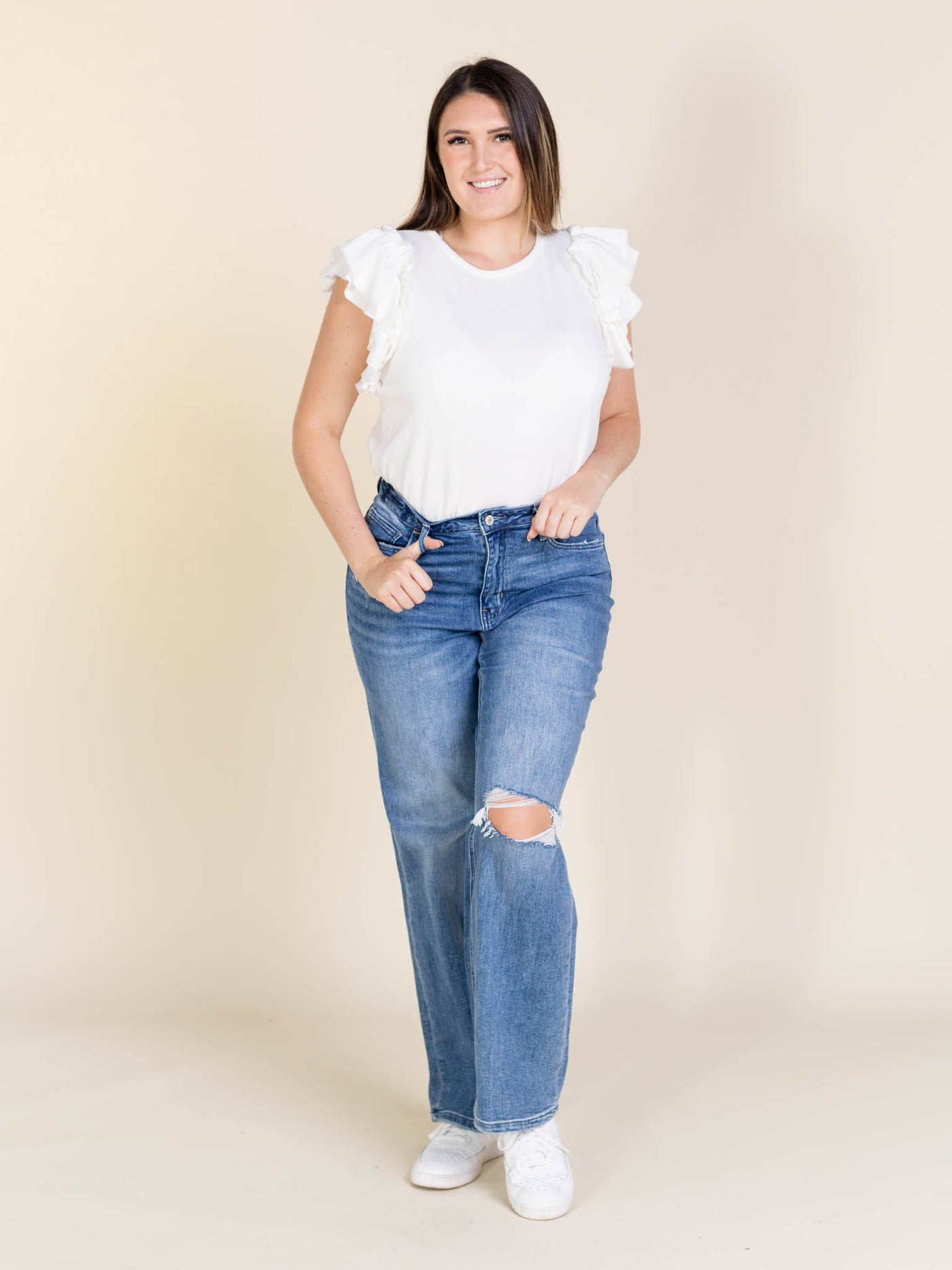 ruffled french terry top