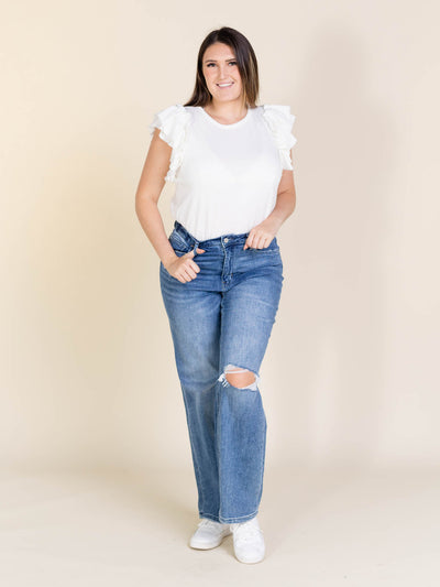 ruffled french terry top
