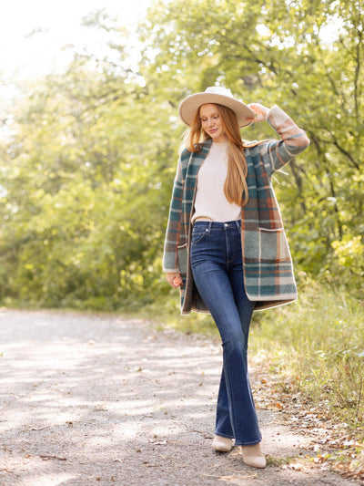 open plaid cardigan