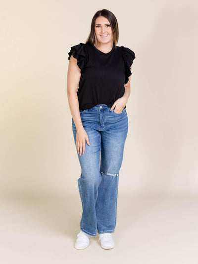 short ruffle sleeve top