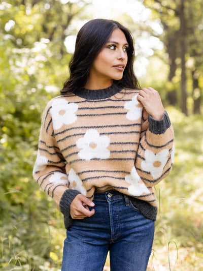 floral stripe sweater