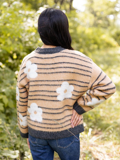 mixed print sweater