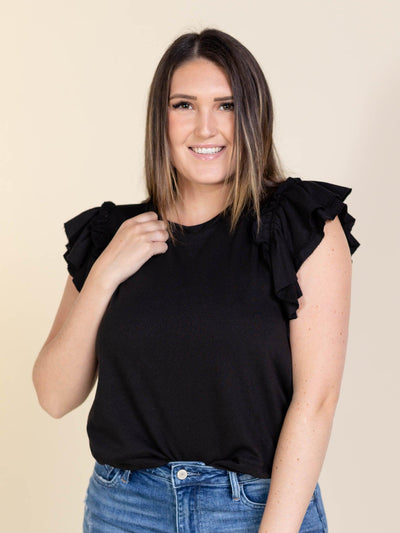 black statement sleeve top