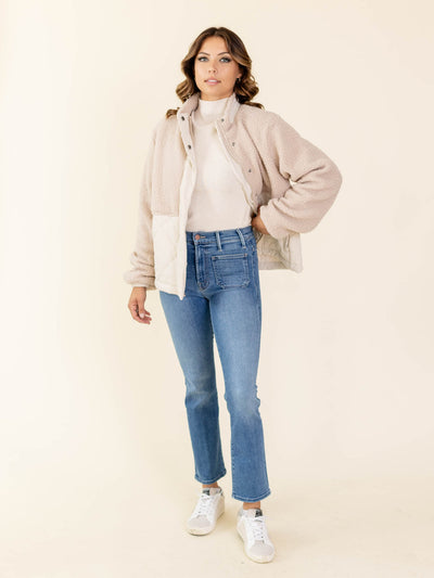 mixed fabric jacket