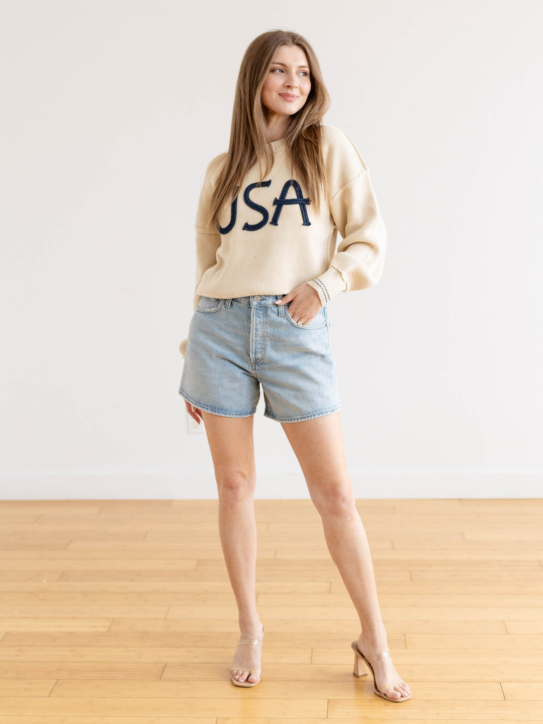 usa rope textured sweater